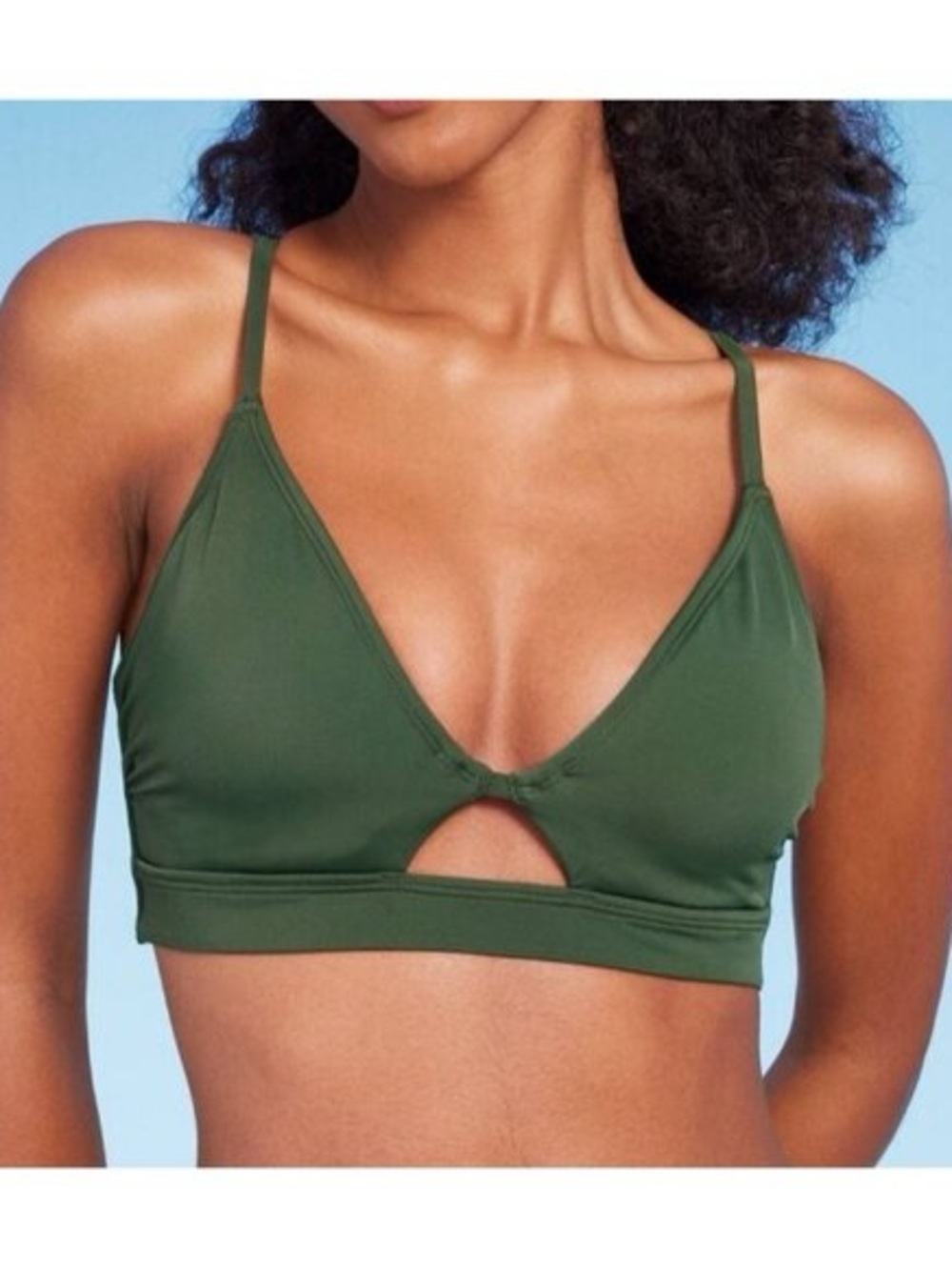 NWT Shade & Shore Longline Cut Out Bikini Top in wasabi green - Size 34D